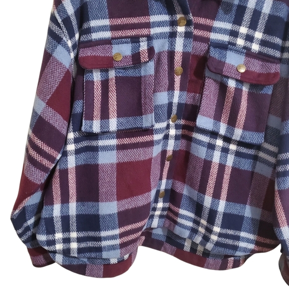 Frye Plaid Utility Shacket Jacket Button Front Pockets - Picture 6 of 15